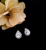 Crystal Pear Shaped Halo Stud Earrings