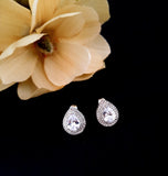 Crystal Pear Shaped Halo Stud Earrings