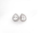 Crystal Pear Shaped Halo Stud Earrings