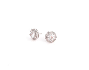 Solitaire Halo Stud Earrings