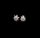 Floral CZ Crystal Earrings | Clip-On