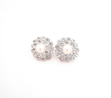 Sparkling Rhinestone Stud Earrings with Center Pearl | Clip-On