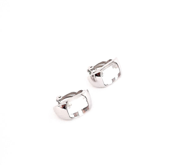 Stud Clip-On Earrings with Large Center Square Crystal