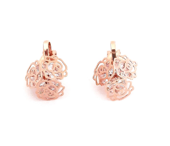 Dainty Rose Gold Flower Earrings | Clip-On