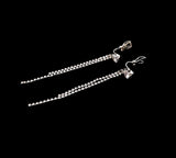 Dazzling Double Row Rhinestone Clip-On Earrings