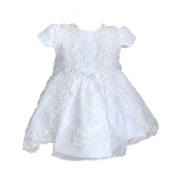 Baptism Dress With Mother Mary Embroidery