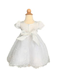 Infant/Toddler Dress With Satin Bodice and Floral Applique Skirt