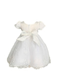 Infant/Toddler Dress With Satin Bodice and Floral Applique Skirt