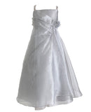 Organza Dress with Front Cascade Ruffle and Jeweled Detail