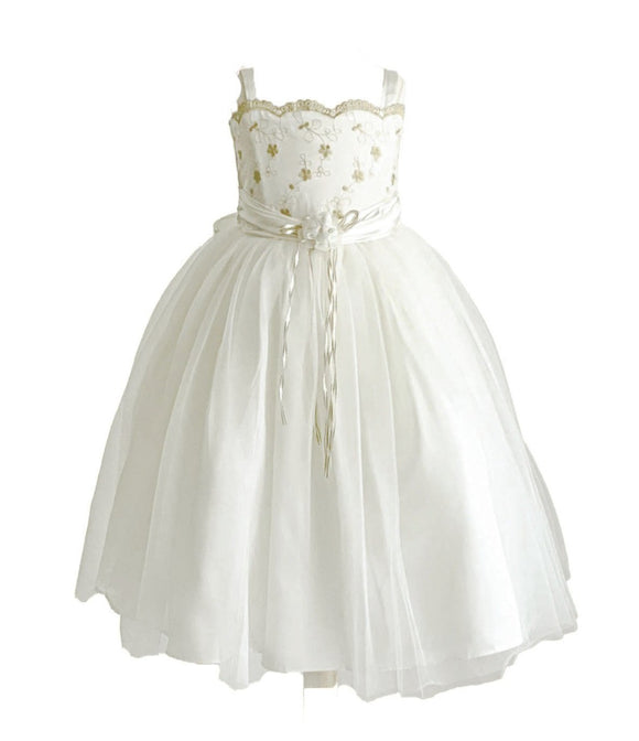 Girls Dress with Lace Bodice and Tulle Skirt