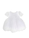 Baptism Dress With Cape and Flower Applique