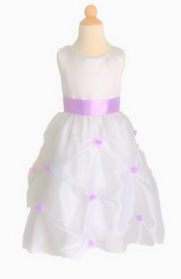 Dress with Satin Bodice and Tulle Skirt With Rosettes