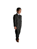 Boys 5 Piece Formal Suit In Olive Green With Pin Stripes