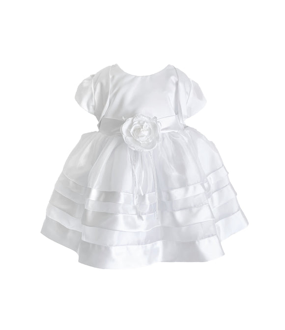 Infant/Toddler Dress With Satin Bodice and Satin Hemline
