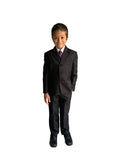 Boys 5 Piece Formal Black Suit With Striped Detailing