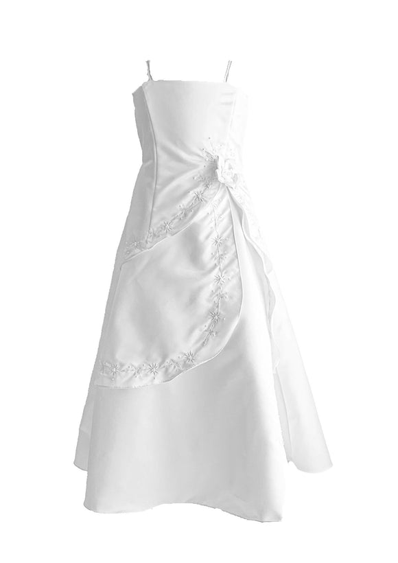 Matte Satin Embroidered Communion Dress