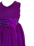 Chiffon Dress With Layered Satin Waistband