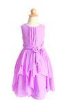 Chiffon Dress With Pleaded and Tiered Hemline