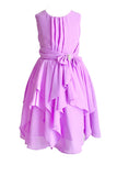 Chiffon Dress With Pleaded and Tiered Hemline