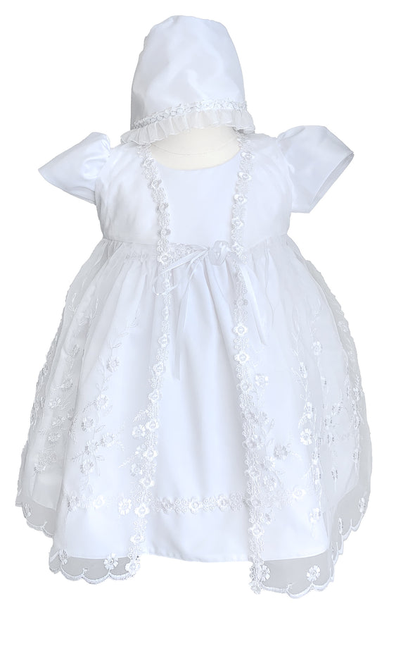 Baptism Dress With Cape and Lace Applique