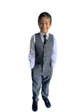 Boys 4 Piece Formal Light Grey Suit