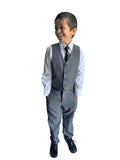 Boys 4 Piece Formal Light Grey Suit