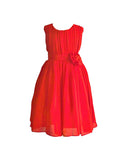 Chiffon Dress With Gathered Bodice