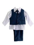 Boys 4 Piece Formal Blue Suit