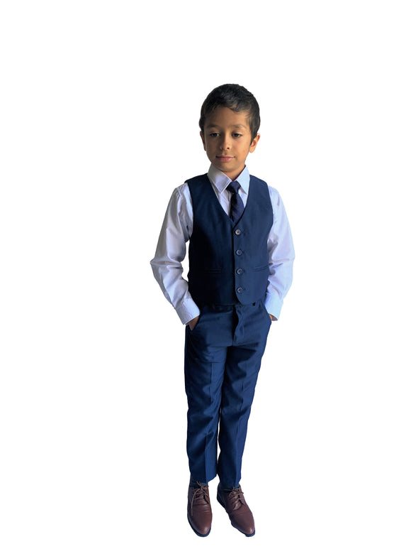 Boys 4 Piece Formal Blue Suit