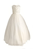 Illusion Neckline Dress With Detailed Bodice and Tulle Skirt