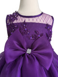 Floral Applique Mesh Bodice With Organza Skirt