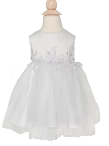 Satin and Tulle Dress With Lace Applique Waistline