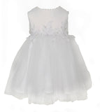 Satin and Tulle Dress With Lace Applique Waistline