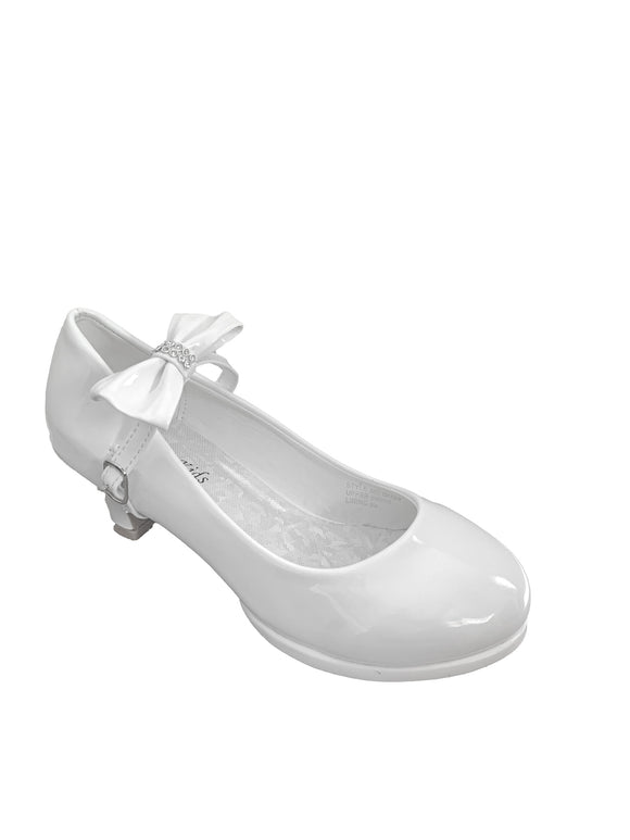 Girls White Patent Shoe With Bow