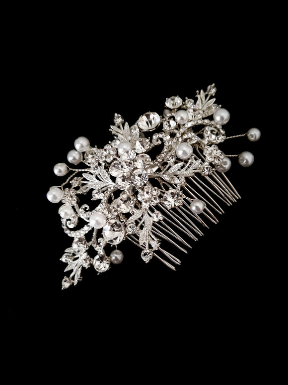 Crystal Rhinestone + Pearl Hair Comb