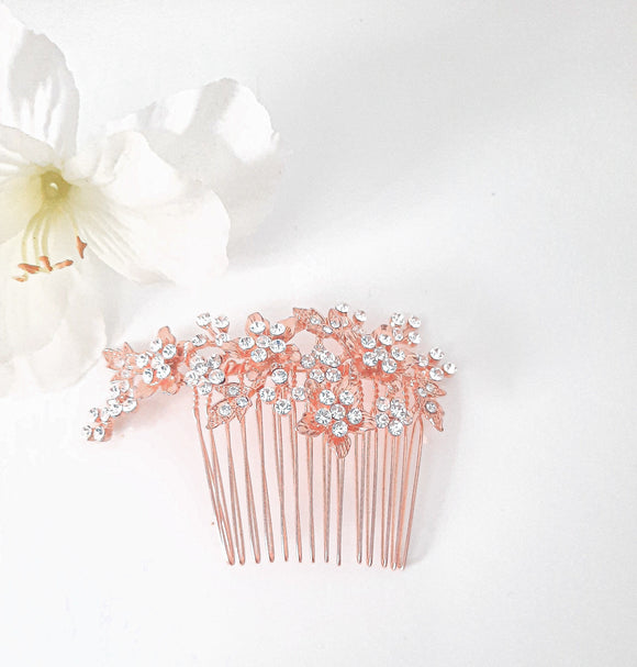 Rose Gold Crystal Hair Comb