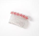 Dainty Crystal Hair Comb With Pink Crystals