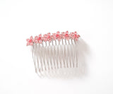 Dainty Crystal Hair Comb With Pink Crystals