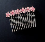 Dainty Crystal Hair Comb With Pink Crystals