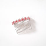 Dainty Crystal Hair Comb With Pink Crystals