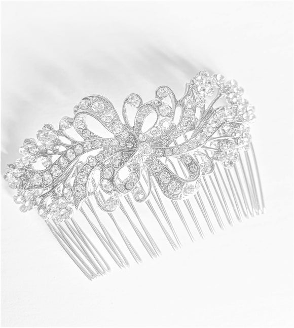 Crystal Hair Comb in a Glitzy Bow Design