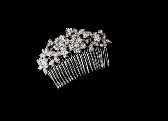 Floral Leaf Crystal Hair Comb