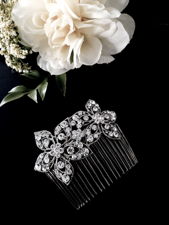 Blooming Floral Crystal Hair Comb