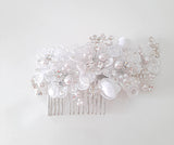 White Crystal Pearl Hair Comb