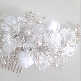 White Crystal Pearl Hair Comb