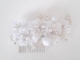 White Crystal Pearl Hair Comb