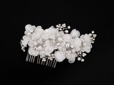 White Crystal Pearl Hair Comb