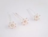 White Flower and AB Stone Hairpins Set