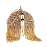 Round Ball Crystal Evening Clutch with Tassels