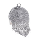 Round Ball Crystal Evening Clutch with Tassels